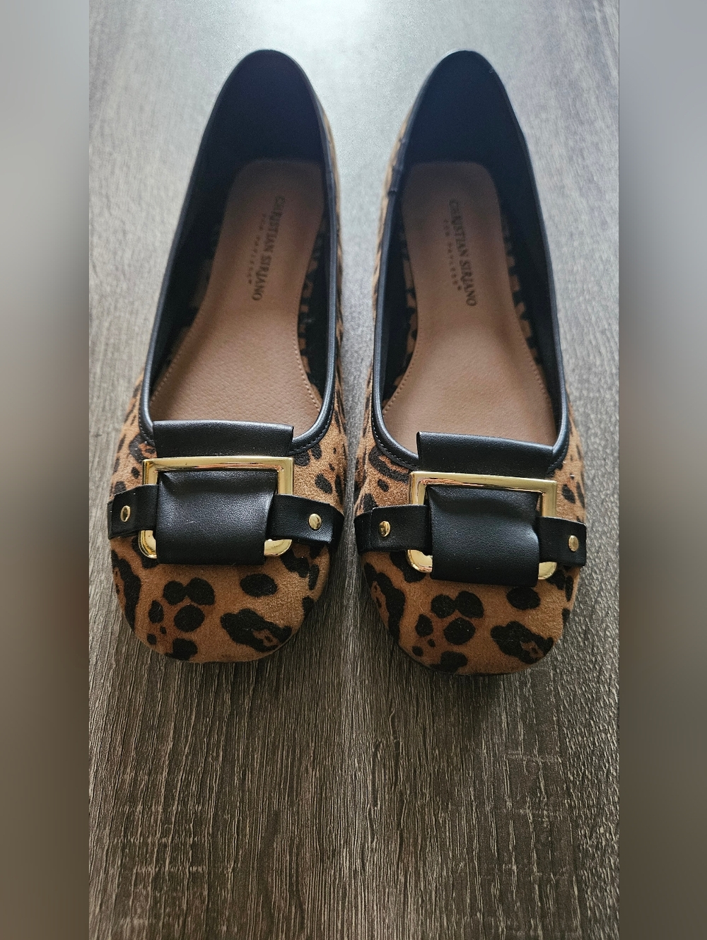 Christian Siriano Leopard-Print Ballet Flats with Black Buckle - Picture 3 of 5
